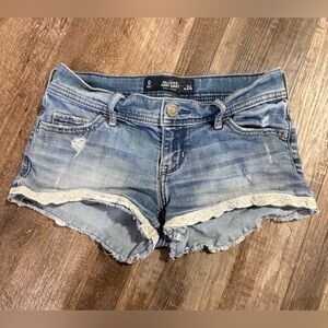 Hollister Light Blue Jean Shorts with Lace Trim